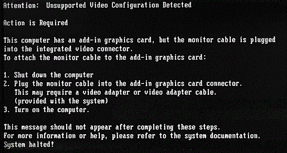 电脑故障Unsupported Video Configuration Detected